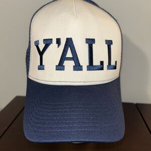 Navy and White Y'ALL Trucker Hat